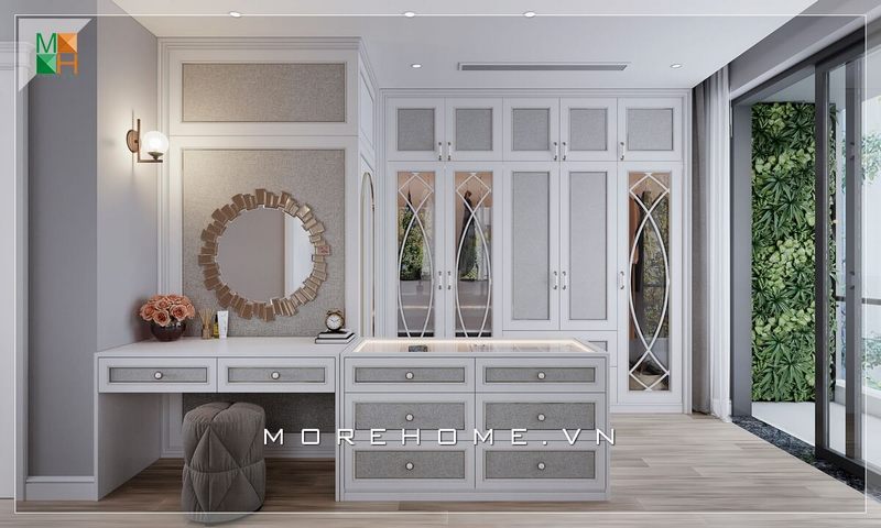 Thiết kế gương mặt trời tân cổ điển làm tăng vẻ sang trọng cho căn phòng trở nên độc đáo hơn.