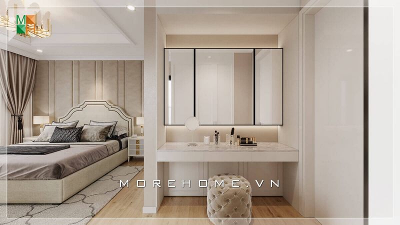 Gương trang điểm hình chữ nhật đơn giản nhưng không kém phần tinh tế mang vẻ đẹp hiện đại, đầy khỏe khoắn.