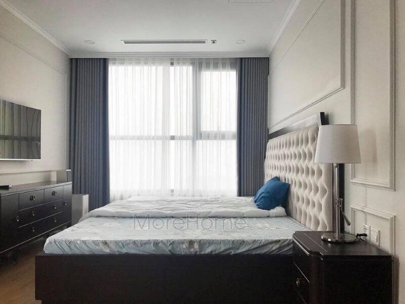 Thi công giường ngủ tân cổ điển đầu giường bọc nỉ đẹp cao cấp cho phòng ngủ chung cư Vinhomes Gardenia Mỹ Đình Hà Nội