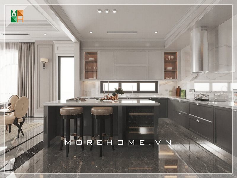 Một thiết kế phòng bếp hiện đại, lịch sự và sang trọng được áp dụng cho các căn hộ cao cấp, biệt thự và nhà phố.