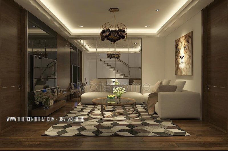 Nhà phố Gardenia cần thiết kế nội thất gỗ đẹp, hiện đại cho phòng khách.